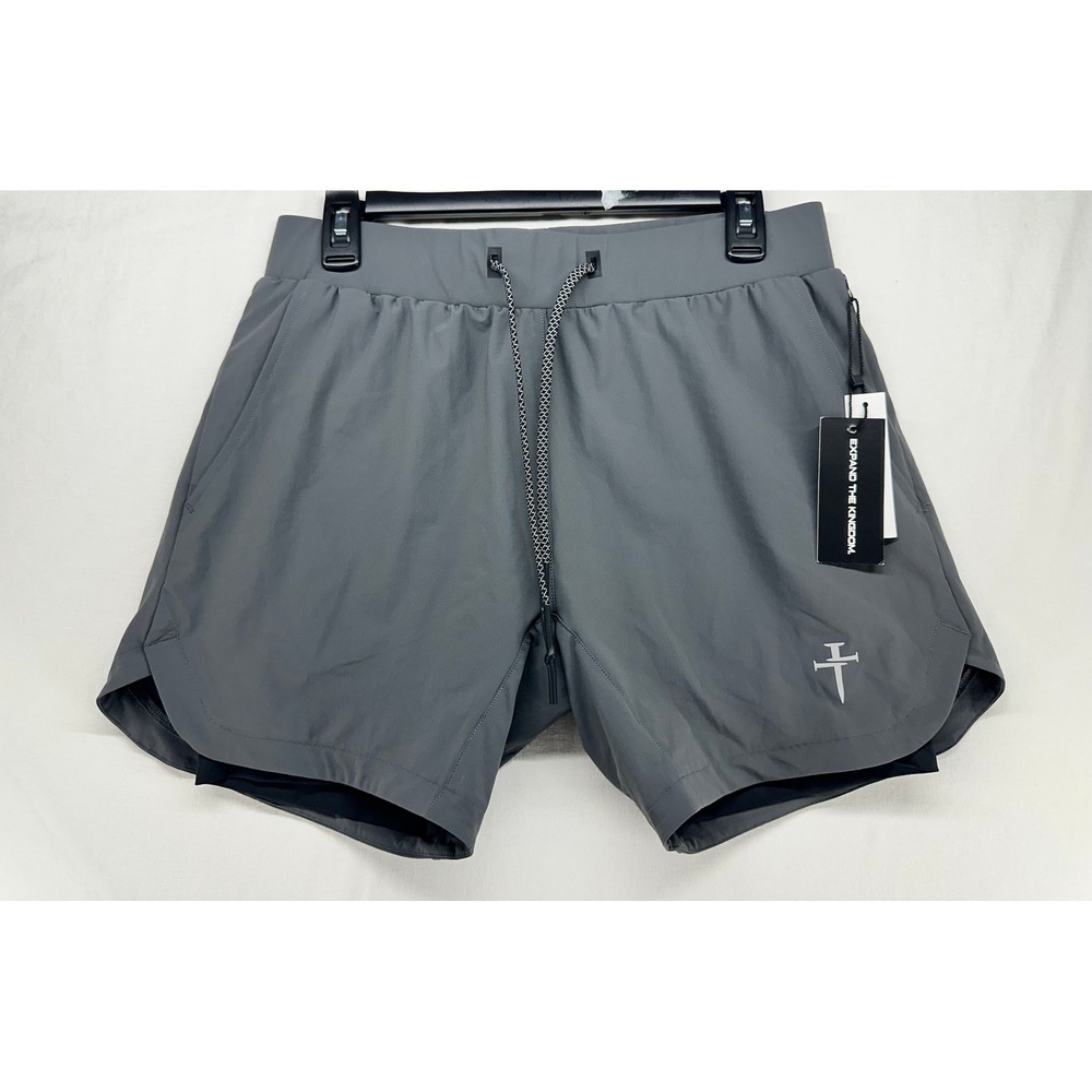 Three Nails Pro-Tech 2.0 Shorts Mens 2-in-1 Athletic Grey Compression Liner M